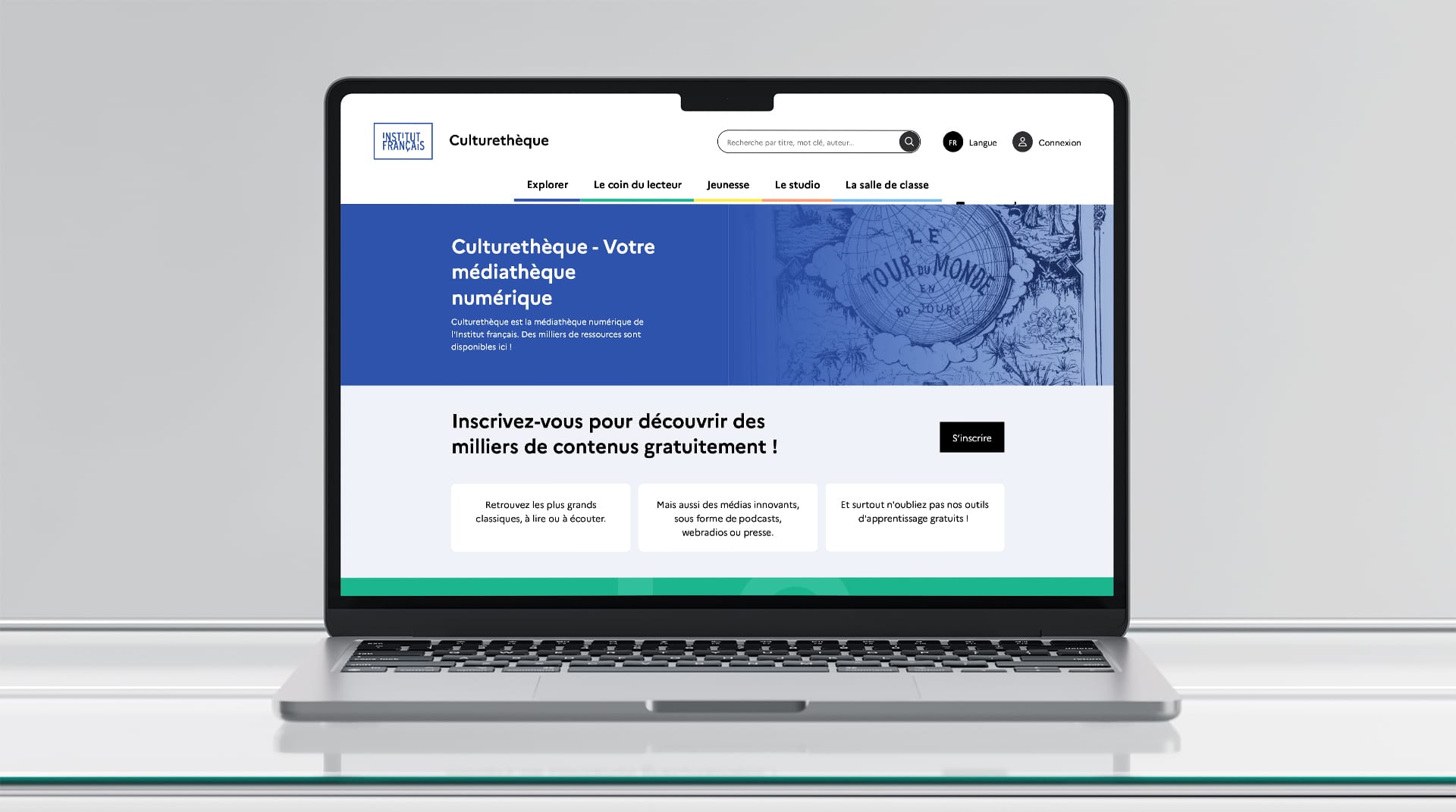 Ecran d'ordinateur montrant la page d'accueil du site de Culturethèque